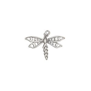 Charm, sterling silver, 19.5x13mm single-sided dragonfly with cutout design. Sold individually.