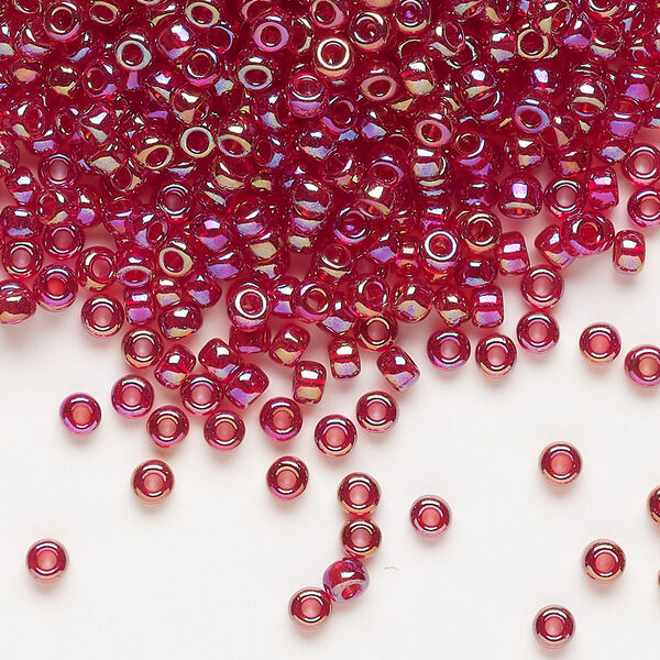 Seed bead, Miyuki, glass, pkg/250g, #8 rocaille, translucent rainbow ruby (RR-298). image number 0