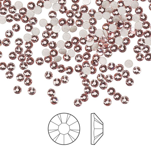 Flat back 1440pk light rose foil back, Preciosa MAXIMA Czech crystal hotfix rhinestone 2.3-2.5mm chaton rose round SS8 image number 0