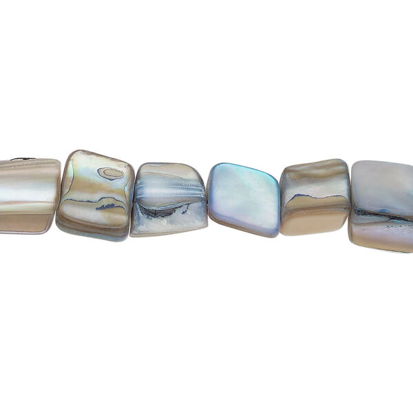 Mother-of-pearl shell 1pkg1, triangle tube bead 15 inch pale sky blue / tan 8x7mm-11x8mm image number 0