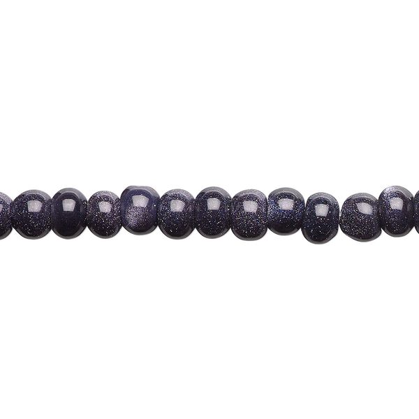 Bead, blue goldstone (glass) (man-made), 6x4mm rondelle. Sold per 15-1/2" to 16" strand. image number 0