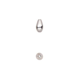 Bead, sterling silver, 7x4mm teardrop. Sold per pkg of 2.