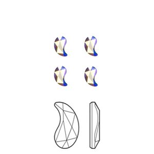 Flat back 4pk crystal AB foil back, Crystal Passions® 6x3.7mm paisley y 2365