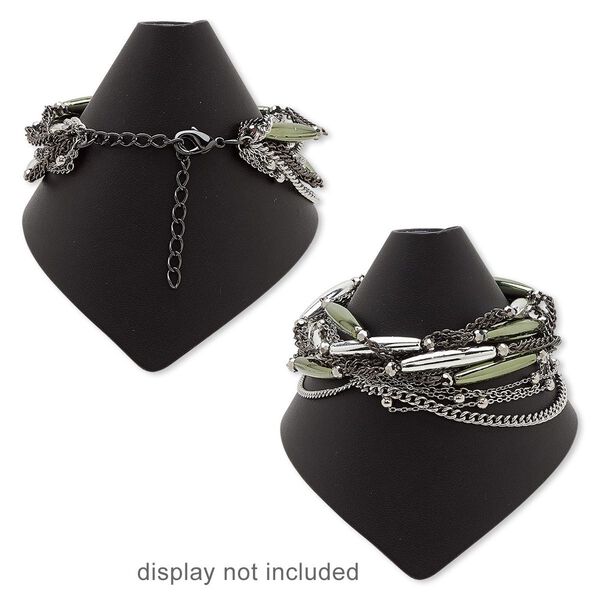 Bracelet, gunmetal- / imitation rhodium-finished steel / copper / gunmetal- / imitation rhodium-coated plastic / gunmetal-coated acrylic, 6-1/2 inches with 2-1/2 inch extender chain and lobster claw clasp. Sold individually. image number 0