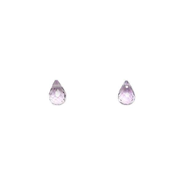 Amethyst 1pkg2, hand-cut top-drilled faceted briolette bead natural 6x4mm image number 0