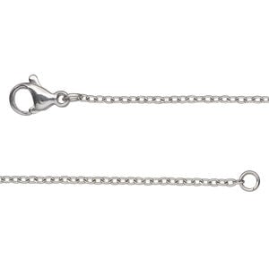 Chain, stainless steel, 1.5mm cable, 20 inches with lobster claw clasp. Sold individually.