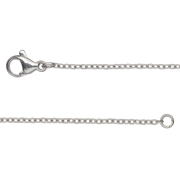 Chain, stainless steel, 1.5mm cable, 20 inches with lobster claw clasp. Sold individually. image number 0