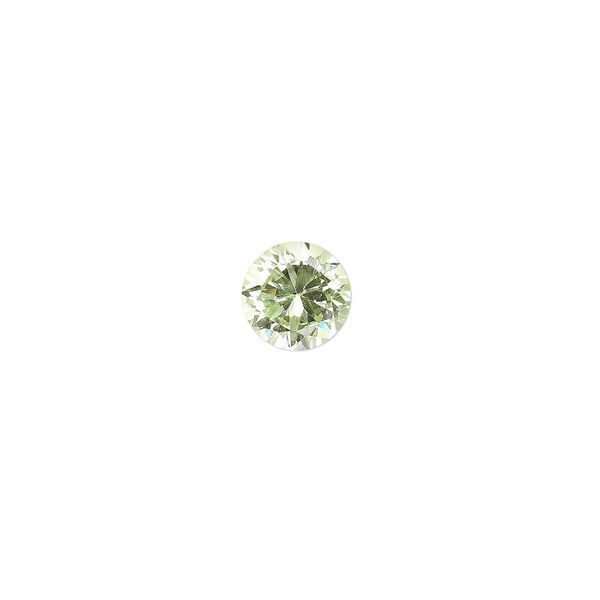 Gem, cubic zirconia, peridot green, 8mm faceted round, Mohs hardness 8-1/2. Sold individually. image number 0
