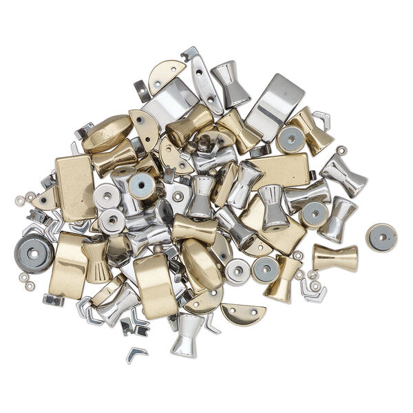 Bead mix, Hemalyke™ (manmade), silver and gold, 7x4mm-19x11mm mixed shapes. Sold per 4-ounce pkg, approximately 140 beads. image number 0