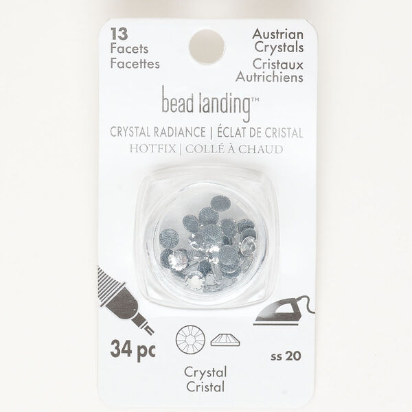 Flat back, crystal, clear, pkg/34, 4.60-4.80mm hotfix round, SS20. image number 0