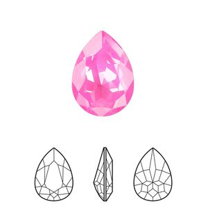 Fancy stone 48pk crystal electric pink ignite LacquerPRO, Swarovski® 18x13mm pear 4320