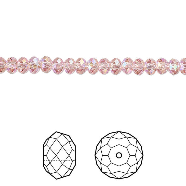 Bead 144pk light rose shimmer 2X, Crystal Passions® 4x3mm rondelle 5040 image number 0