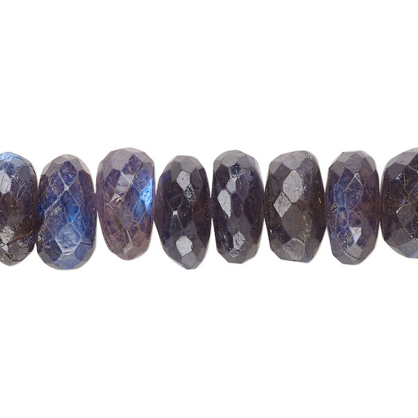 Bead, blue labradorite (coated), 11x6mm-13x8mm hand-cut faceted rondelle, B- grade, Mohs hardness 6 to 6-1/2. Sold per 14-inch strand, approximately 50 beads. image number 0