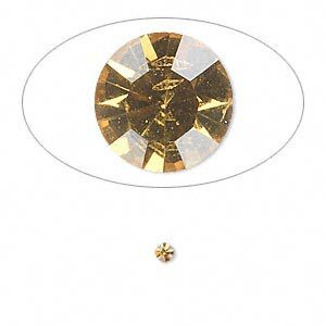 Chaton, glass rhinestone, light topaz, foil back, 2.4-2.5mm faceted round, PP18. Sold per pkg of 72.