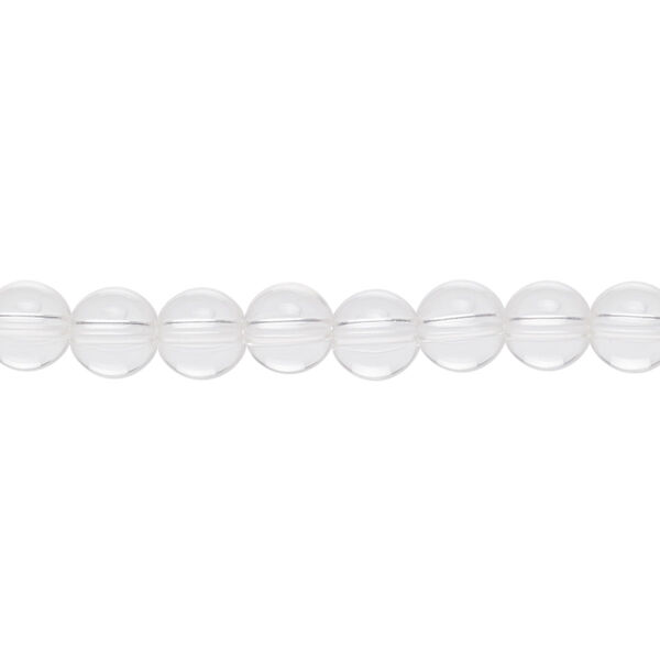 Bead, quartz crystal (natural), 6mm hand-cut round, B grade, Mohs hardness 7. Sold per 15-1/2" to 16" strand. image number 0