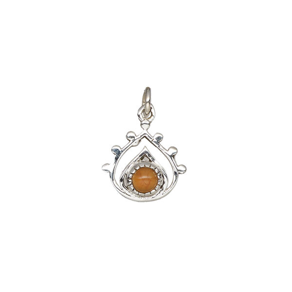 Carnelian / sterling silver 1pkg1, open teardrop drop antiqued 13x12.5mm image number 1