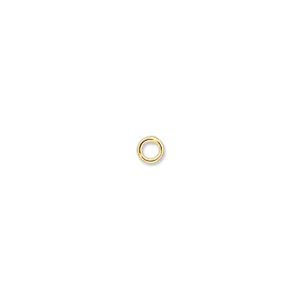Jump ring, gold-plated brass, 4mm soldered round, 2.4mm inside diameter, 20 gauge. Sold per pkg of 100. image number 0