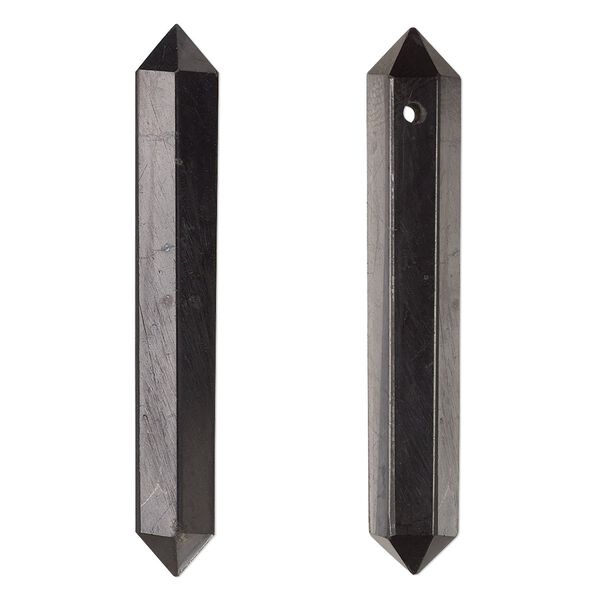 Shungite 1pkg1, hand-cut faceted double point focal natural 48x7mm-50x8mm image number 0