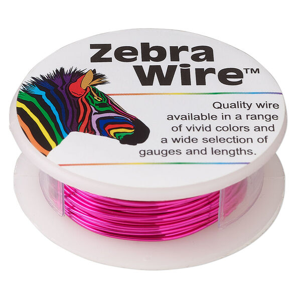 Wire, Zebra Wire™, color-coated copper, fuchsia, round, 20 gauge. Sold per 15-yard spool. image number 0