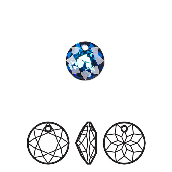 Drop 2pk crystal Bermuda blue, Crystal Passions® 10mm pendant classic cut 6430 image number 0