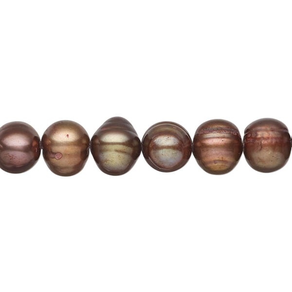 Freshwater pearl 1pkg1, semi-round, 15 inch dark iris gold 7-9mm cultured image number 0