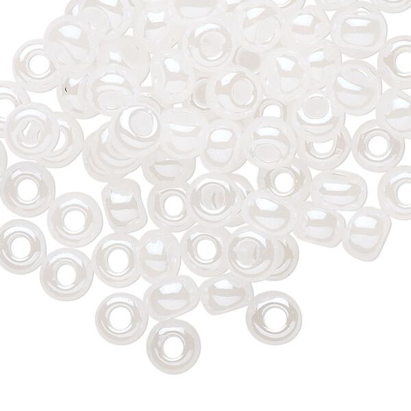 Seed bead, Preciosa Ornela Czech glass, pkg/50g, #2 rocaille, opaque luster alabaster, (57102). image number 0