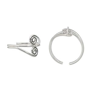 Ring, sterling silver, double swirl with peg, adjustable. Sold individually.
