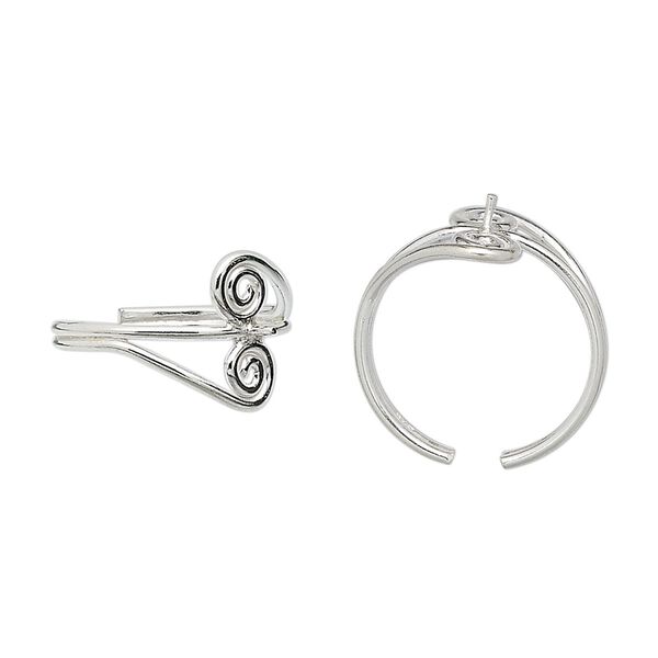 Ring, sterling silver, double swirl with peg, adjustable. Sold individually. image number 0