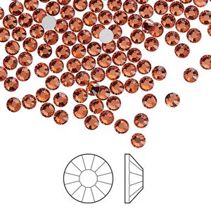 Flat back 1440pk padparadscha foil back, Preciosa Viva 12® Czech crystal rhinestone 3-3.2mm chaton rose round SS12