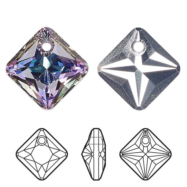 Drop 2pk crystal vitrail light P, Crystal Passions® 11.5mm pendant princess cut 6431 image number 0