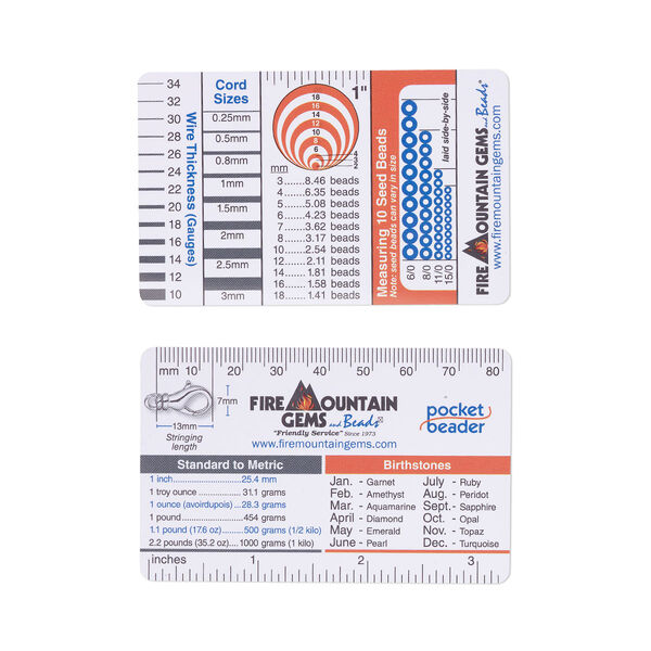 Reference card, pocket beader, paper and plastic, multicolored, 3-3/8 x 2-1/8 inch rectangle. Sold per pkg of 10. image number 0