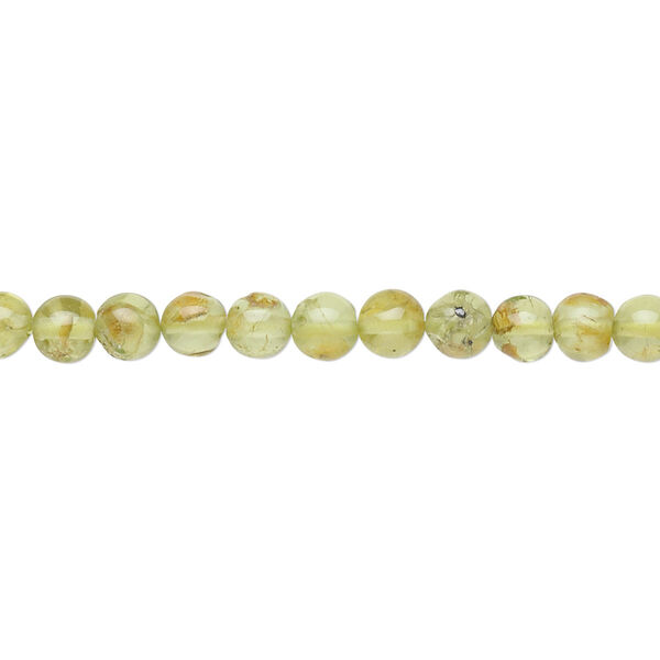 Bead, peridot (natural), 4-5mm hand-cut round, D grade, Mohs hardness 6-1/2 to 7. Sold per 14-inch strand. image number 0
