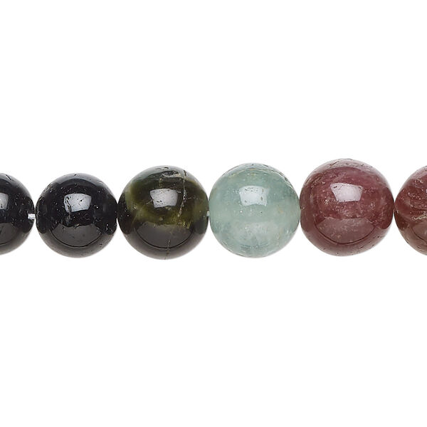 Multi-tourmaline 1pkg1, hand-cut round bead natural 14 inch 8-10mm image number 0