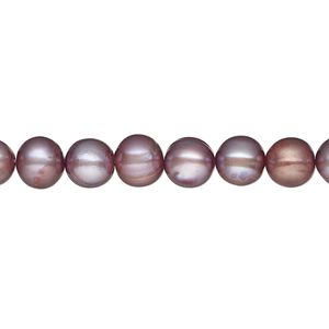 Pearl, cultured freshwater pearl (dyed), orchid, 6-8mm semi-round, D grade, Mohs hardness 2-1/2 to 4. Sold per 15" strand, approximately 60 beads.