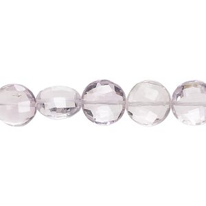 Lavender amethyst 1pkg1, hand-cut faceted puffed flat round bead natural 8 inch 9-10mm
