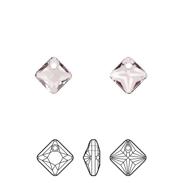 Drop 4pk light amethyst, Crystal Passions® 9mm pendant princess cut 6431 image number 0