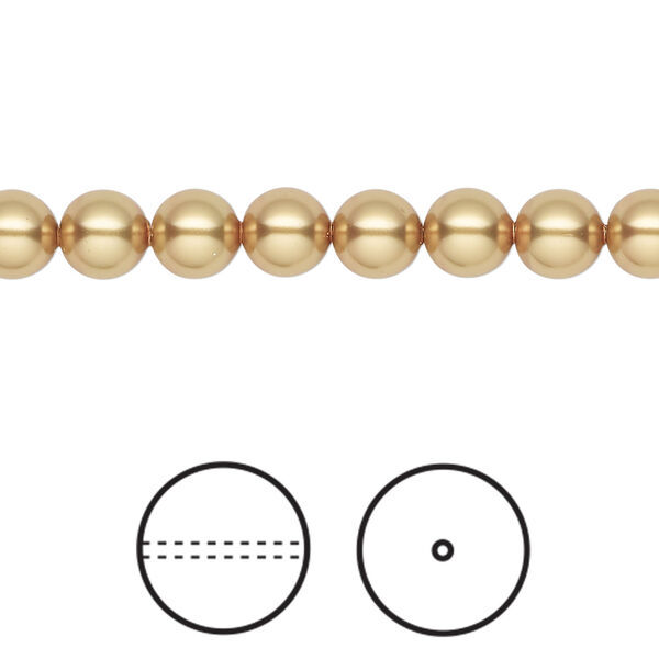 Pearl 1pkg50 royal gold, Crystal Passions® 6mm round 5810 image number 0