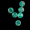 Bead, lampworked glass, clear / teal / glow-in-the-dark / gold, 10mm round. Sold per pkg of 6. image number 1