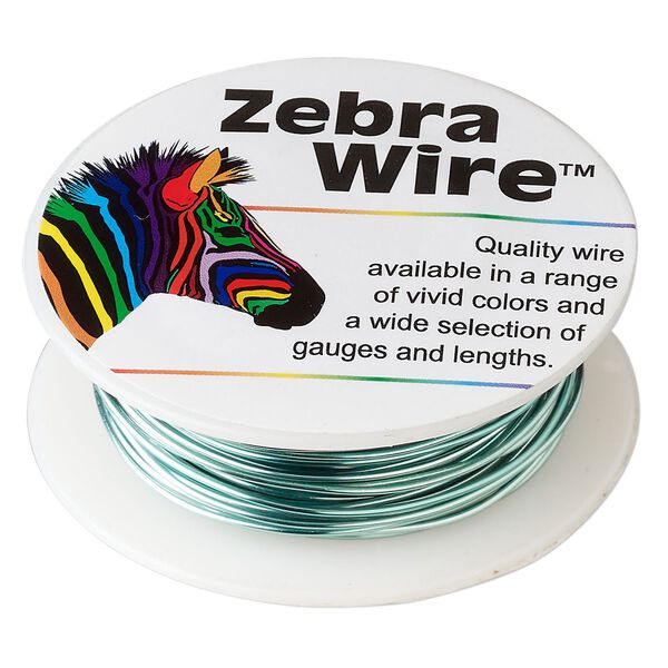 Wire, Zebra Wire™, color-coated copper, aqua blue, round, 20 gauge. Sold per 15-yard spool. image number 0
