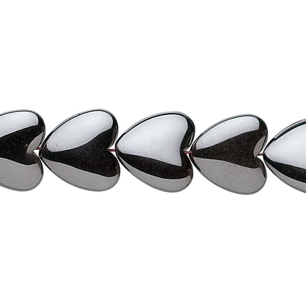 Bead, Hemalyke™ (man-made), 12mm flat heart. Sold per 15-1/2" to 16" strand. image number 0