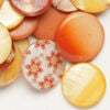 Mother-of-pearl shell 1pkg6oz, puffed flat round bead mix multi-orange 17-20mm image number 0