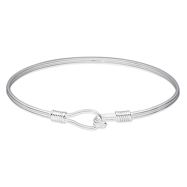 Bracelet, bangle, sterling silver, 3mm wide, 7-1/2 inches with hook closure. Sold individually. image number 0
