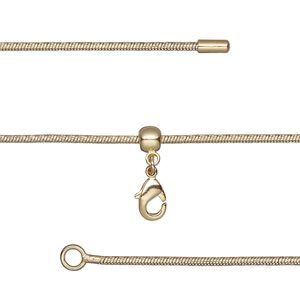 Chain 1pkg1 snake, 1.2mm / lobster claw clasp, gold-finished brass adjustable 16-23.5 inch