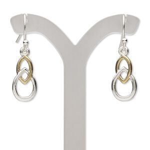 Earring, gold- / silver-finished steel / "pewter" (zinc-based alloy), 28mm with fishhook ear wire. Sold per pair.