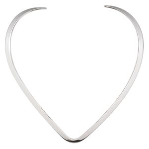 Neckwire, silver-plated steel, 6mm flat with smooth V-curve, 16 inches. Sold individually.