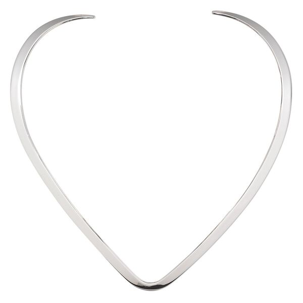 Neckwire, silver-plated steel, 6mm flat with smooth V-curve, 16 inches. Sold individually. image number 0