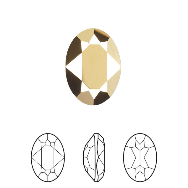 Fancy stone 1pkg1 crystal aurum foil back, Crystal Passions® 18x13mm oval 4120 image number 0