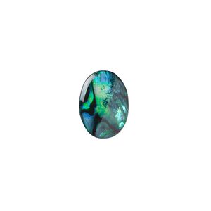 Cabochon, paua shell (coated / dyed), green, 14x10mm calibrated oval, Mohs hardness 3-1/2. Sold per pkg of 6.