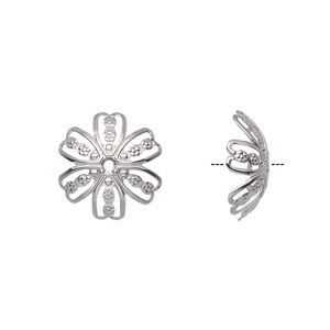 Bead cap, stainless steel, 14x4mm round filigree, fits 14-16mm bead. Sold per pkg of 20.