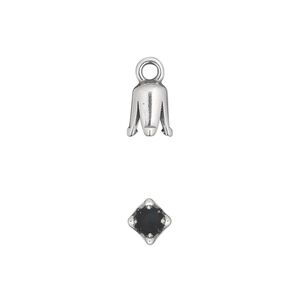 Cord end, JBB Findings, antique silver-plated pewter (tin-based alloy), 8x5mm cone, 3mm inside diameter. Sold per pkg of 2.
